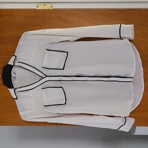 ANY 2 Express Portofino Shirts in My Closet for $30 Beige w/Black Piping Trim XS